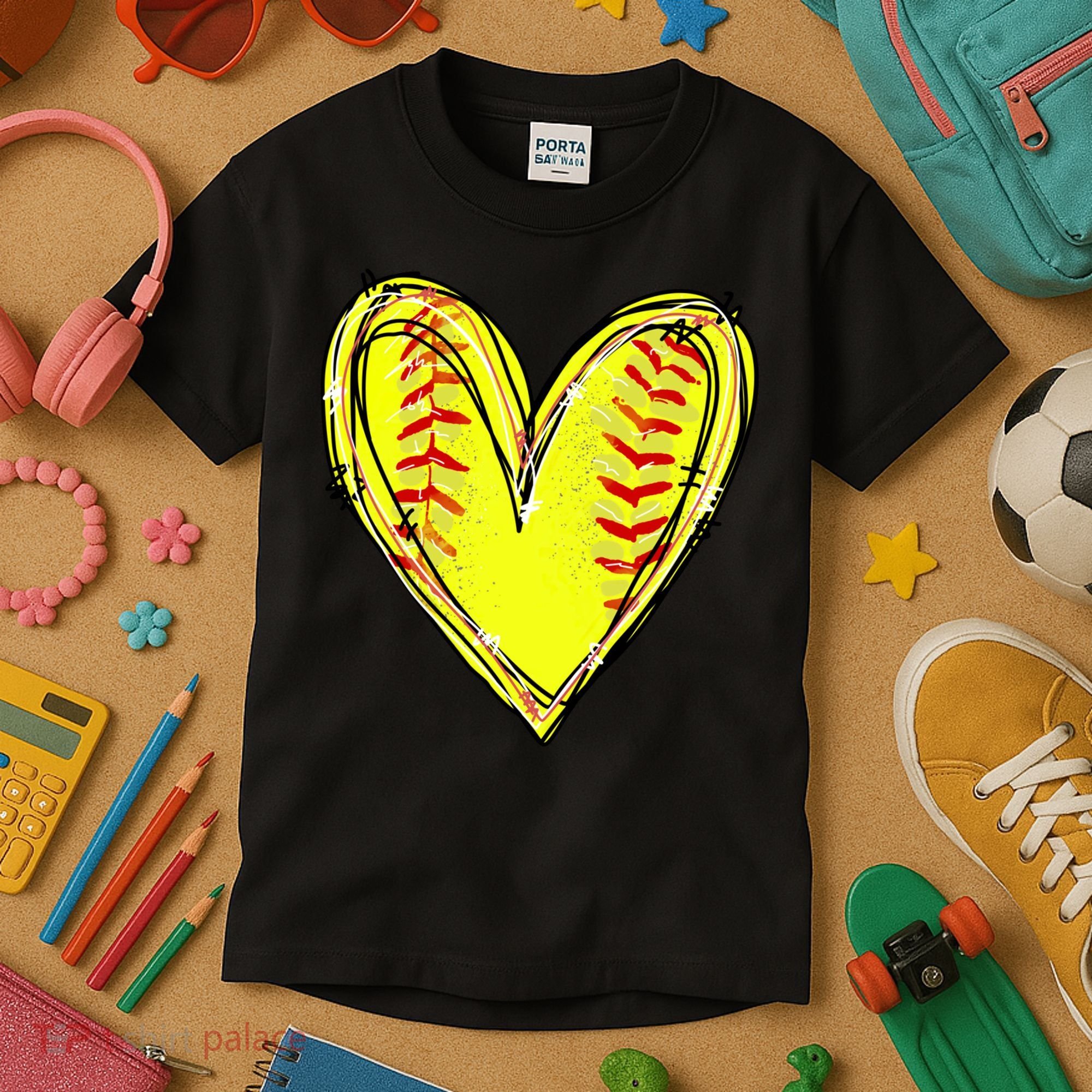 Softball Game Softball Heart Day Softball Lovers Kids T-Shirt