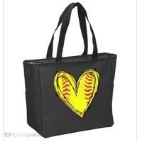 Softball Game Softball Heart Day Softball Lovers Tote Bag thumb 2