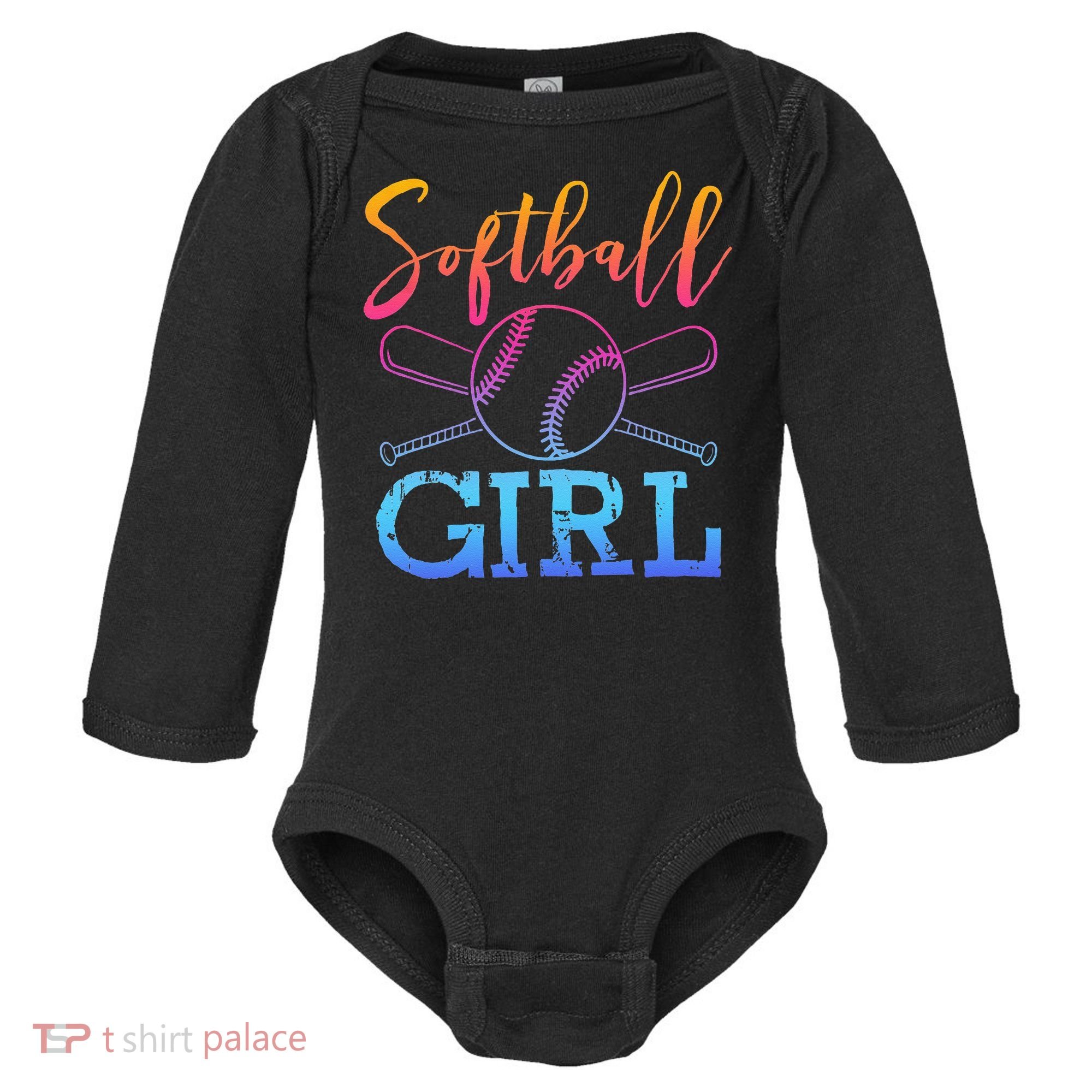Softball Girls Softball Player Softball Girl Baby Long Sleeve Bodysuit