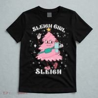Sleigh Girl Sleigh Reindeer Christmas Retro Xmas Pjs Holiday T-Shirt thumb 5