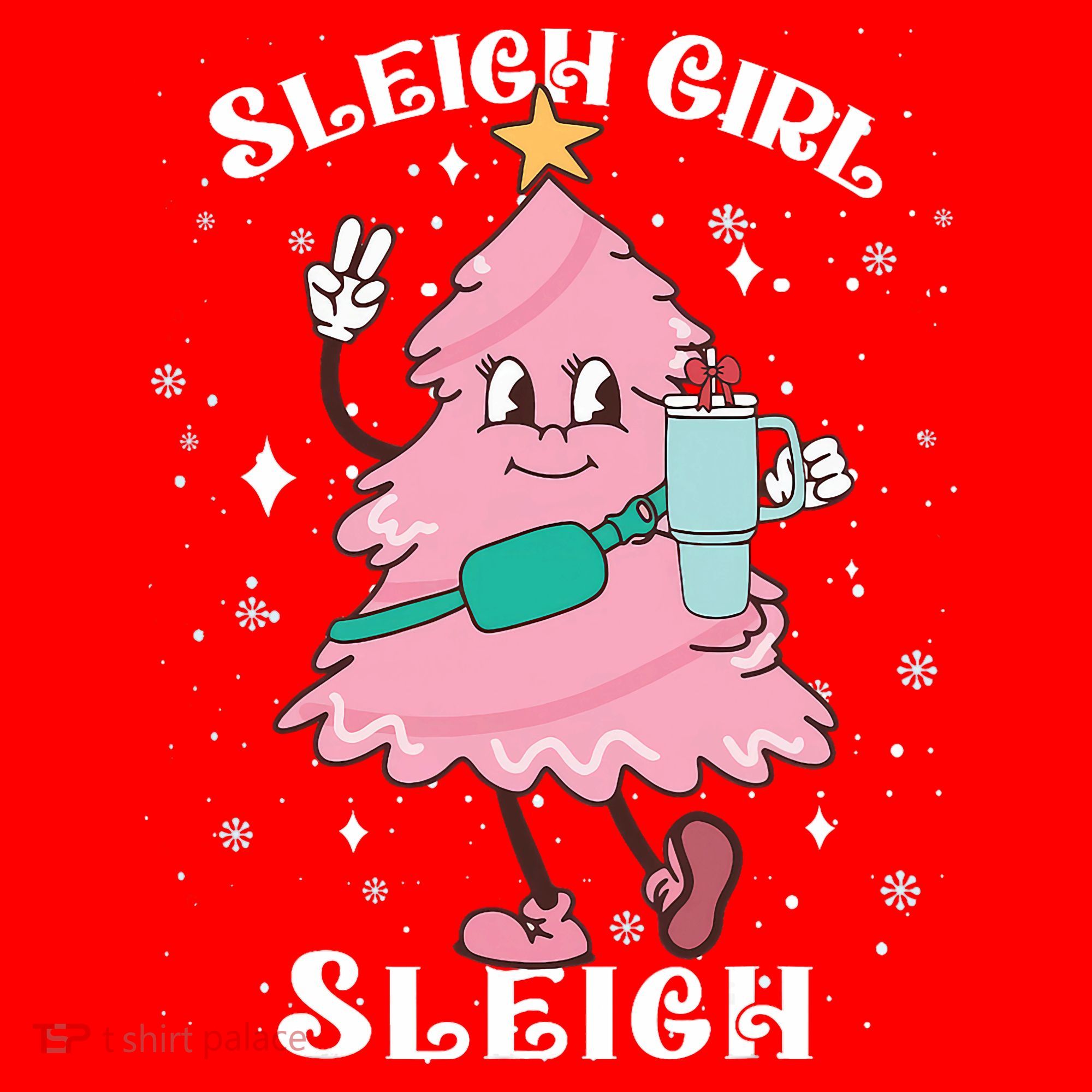 Sleigh Girl Sleigh Reindeer Christmas Retro Xmas Pjs Holiday Santa Hat