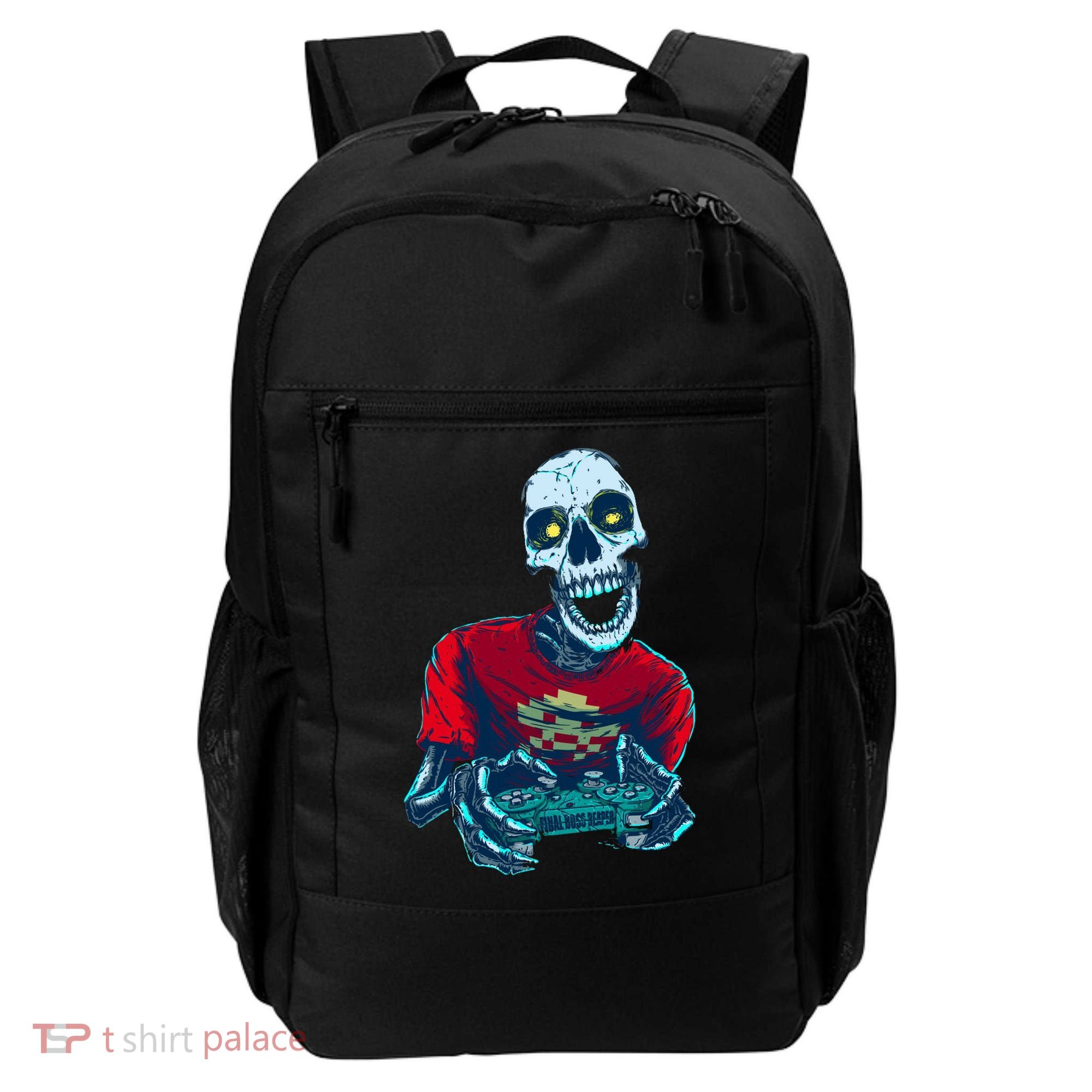 Scary Gamer Skeleton Playing Video Games Graphic Backpack