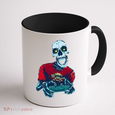 Scary Gamer Skeleton Playing Video Games Graphic Coffee Mug back