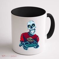 Scary Gamer Skeleton Playing Video Games Graphic Coffee Mug thumb 1