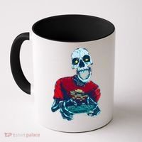 Scary Gamer Skeleton Playing Video Games Graphic Coffee Mug thumb 0