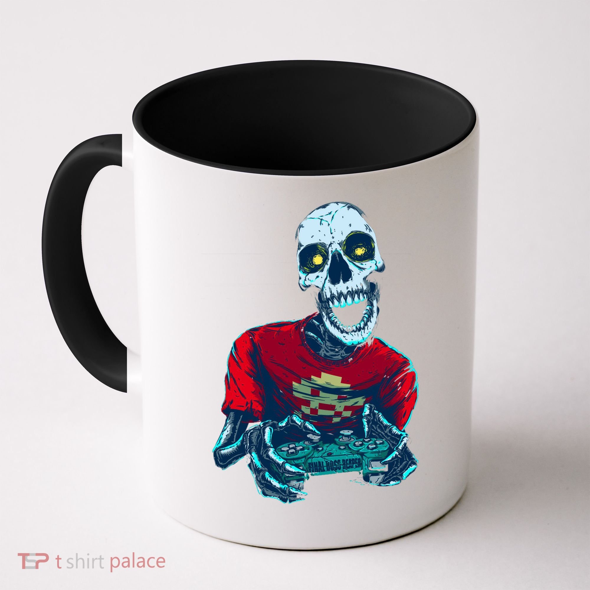 Scary Gamer Skeleton Playing Video Games Graphic Coffee Mug
