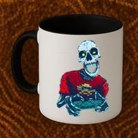 Scary Gamer Skeleton Playing Video Games Graphic Coffee Mug thumb 2