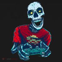 Scary Gamer Skeleton Playing Video Games Graphic Ornament thumb 1