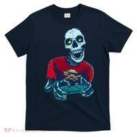 Scary Gamer Skeleton Playing Video Games Graphic T-Shirt thumb 0