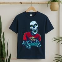 Scary Gamer Skeleton Playing Video Games Graphic T-Shirt thumb 2