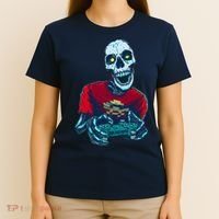 Scary Gamer Skeleton Playing Video Games Graphic T-Shirt thumb 4