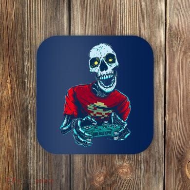 Scary Gamer Skeleton Playing Video Games Graphic Coaster