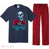 Scary Gamer Skeleton Playing Video Games Graphic Pajama Set thumb 0