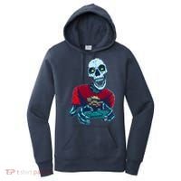 Scary Gamer Skeleton Playing Video Games Graphic Women's Hoodie thumb 0