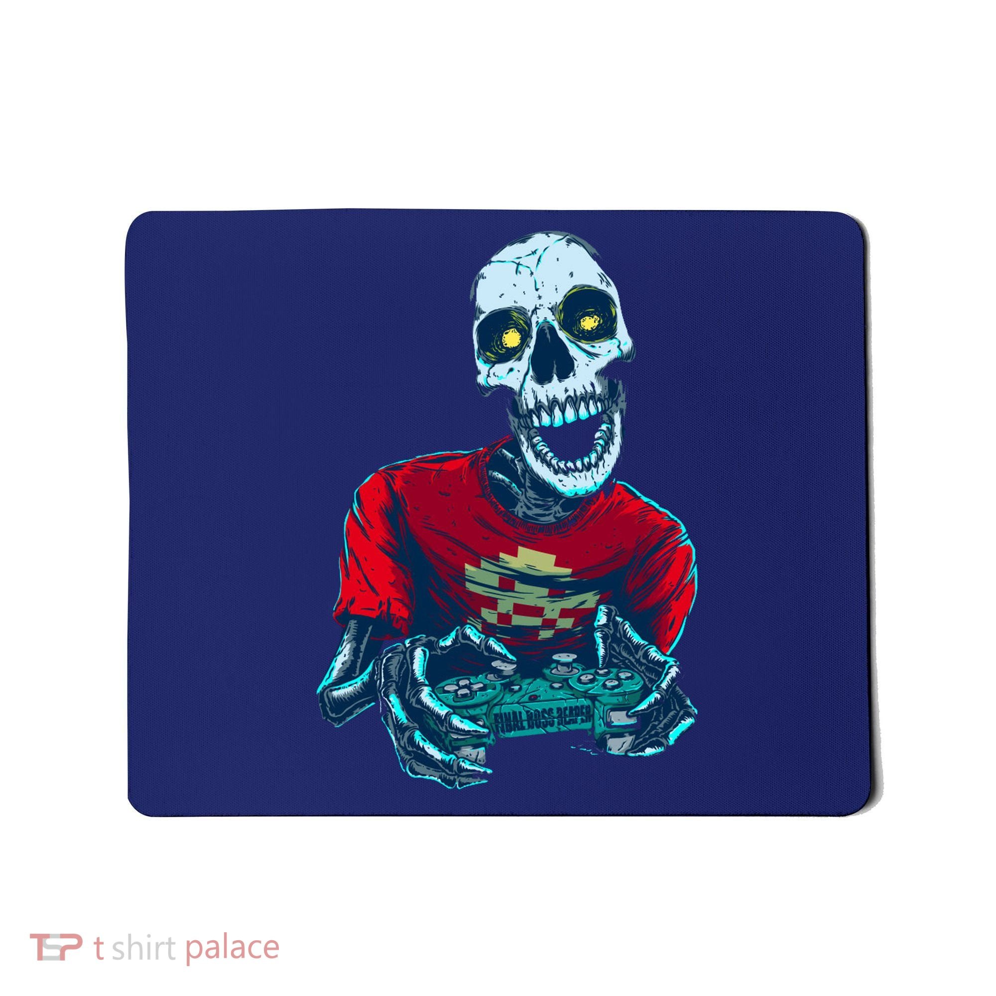 Scary Gamer Skeleton Playing Video Games Graphic Mousepad