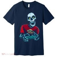 Scary Gamer Skeleton Playing Video Games Graphic Premium T-Shirt thumb 0