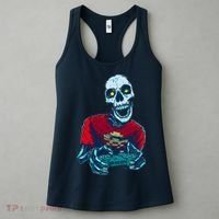 Scary Gamer Skeleton Playing Video Games Graphic Women's Tank Top thumb 3