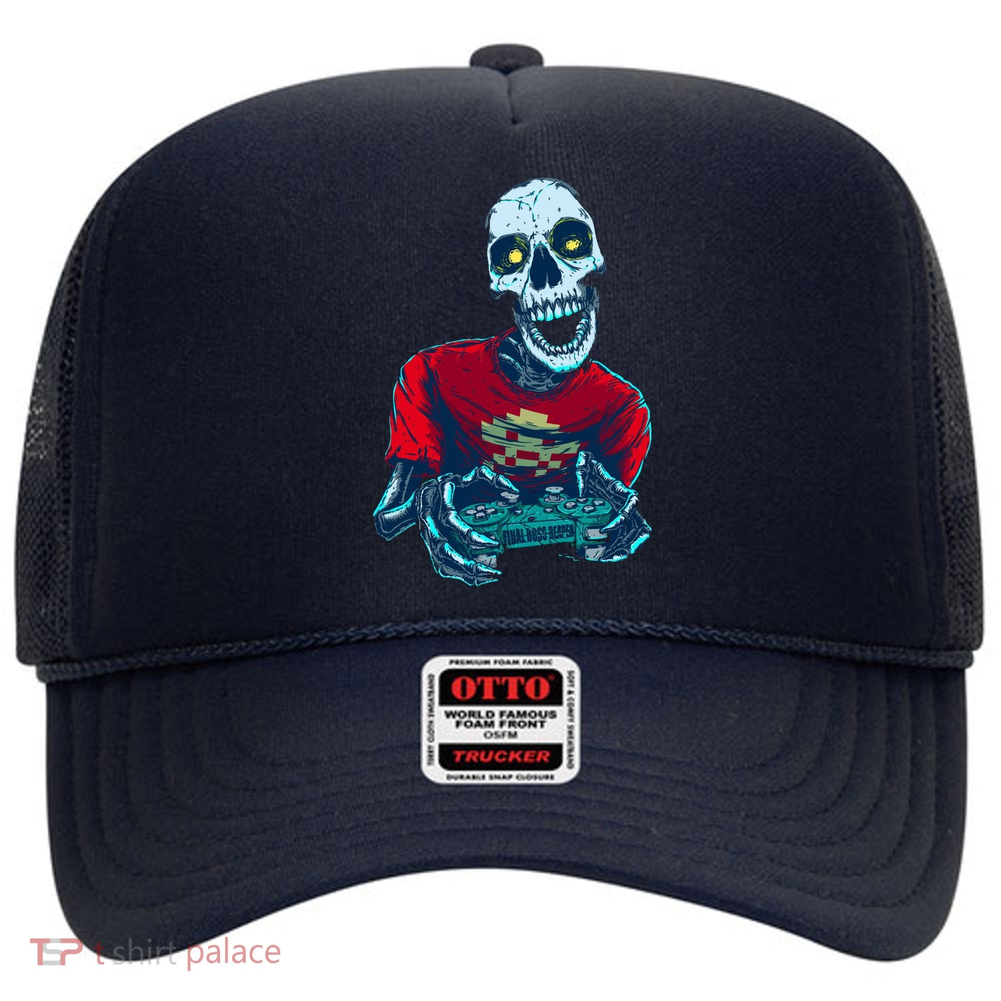 Scary Gamer Skeleton Playing Video Games Graphic Hat