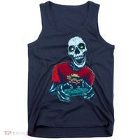 Scary Gamer Skeleton Playing Video Games Graphic Tank Top thumb 0