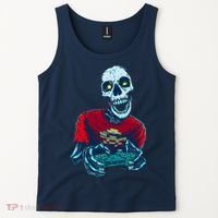 Scary Gamer Skeleton Playing Video Games Graphic Tank Top thumb 2