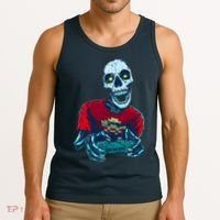 Scary Gamer Skeleton Playing Video Games Graphic Tank Top thumb 3