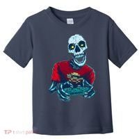 Scary Gamer Skeleton Playing Video Games Graphic Toddler T-Shirt thumb 0