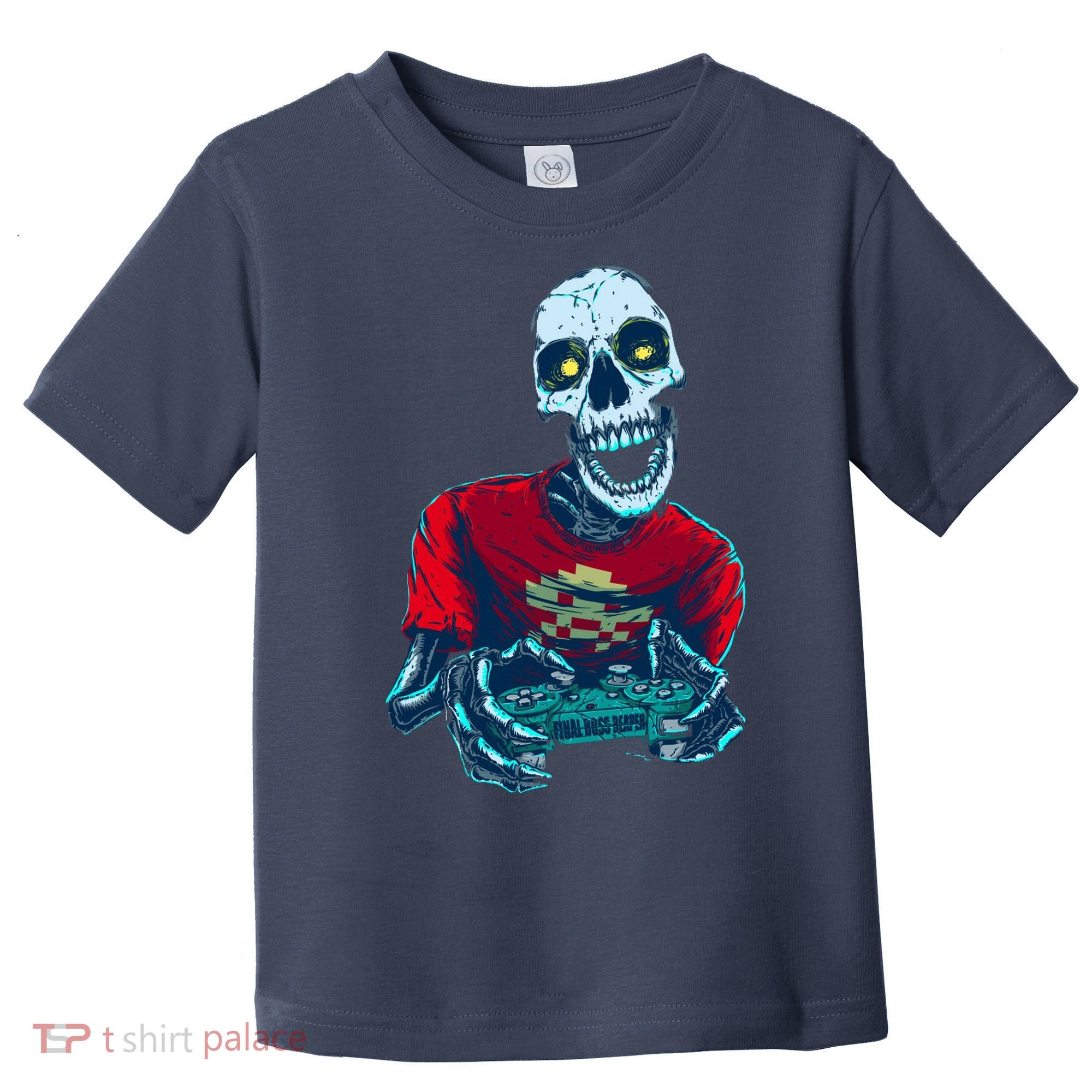 Scary Gamer Skeleton Playing Video Games Graphic Toddler T-Shirt