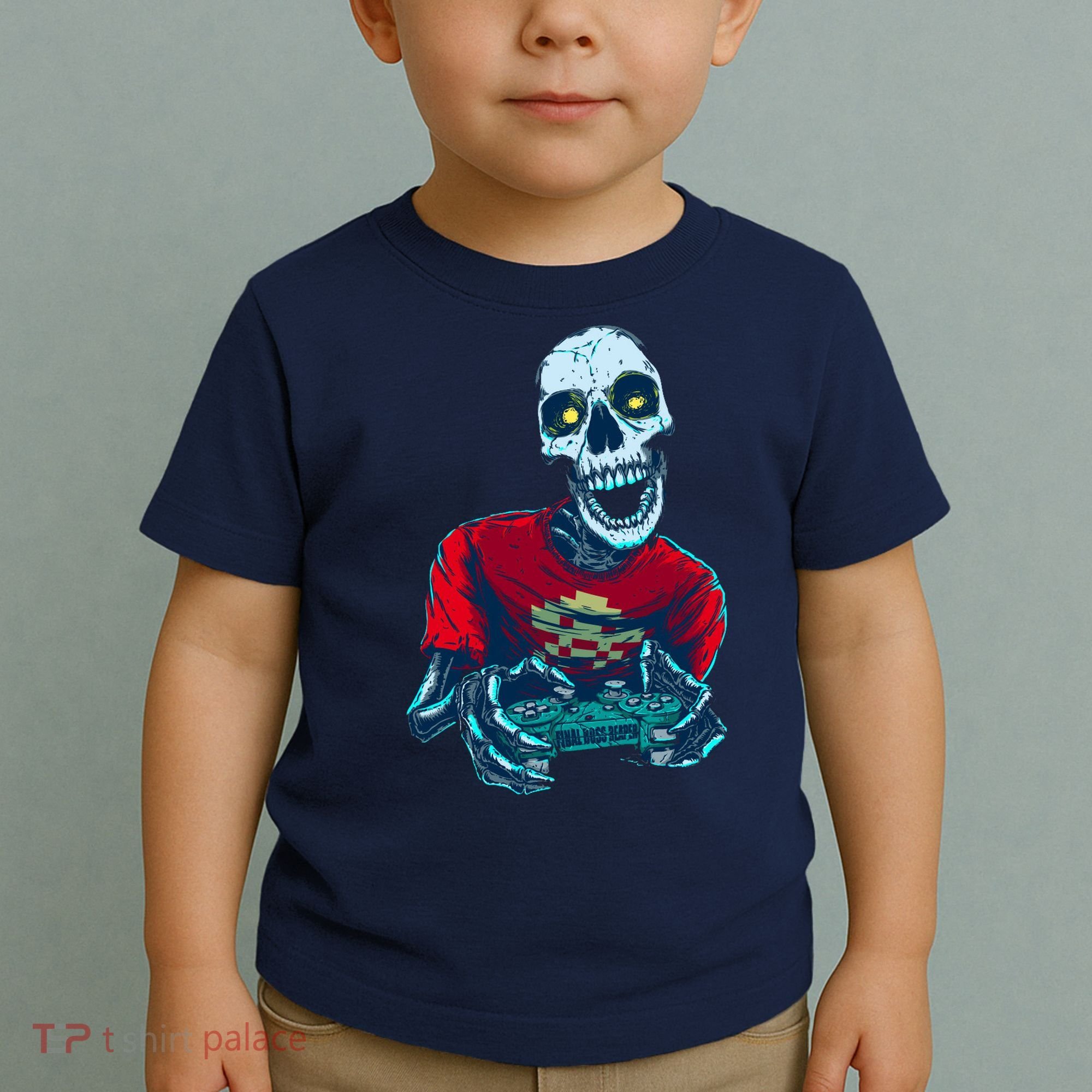 Scary Gamer Skeleton Playing Video Games Graphic Toddler T-Shirt