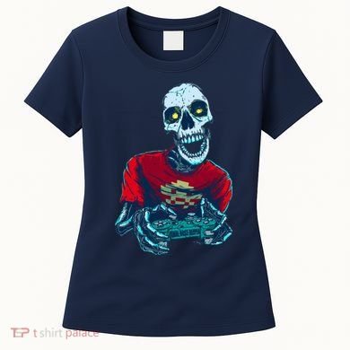 Scary Gamer Skeleton Playing Video Games Graphic Women's T-Shirt