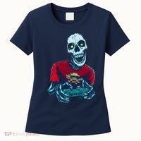 Scary Gamer Skeleton Playing Video Games Graphic Women's T-Shirt thumb 0