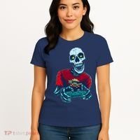 Scary Gamer Skeleton Playing Video Games Graphic Women's T-Shirt thumb 4