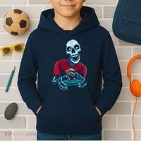 Scary Gamer Skeleton Playing Video Games Graphic Kids Hoodie thumb 2