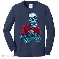 Scary Gamer Skeleton Playing Video Games Graphic Kids Long Sleeve Shirt thumb 0