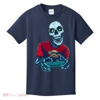 Scary Gamer Skeleton Playing Video Games Graphic Kids T-Shirt thumb 0