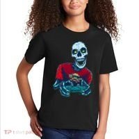 Scary Gamer Skeleton Playing Video Games Graphic Kids T-Shirt thumb 2