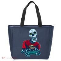 Scary Gamer Skeleton Playing Video Games Graphic Tote Bag thumb 0