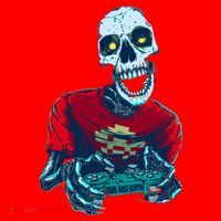 Scary Gamer Skeleton Playing Video Games Graphic Santa Hat thumb 1