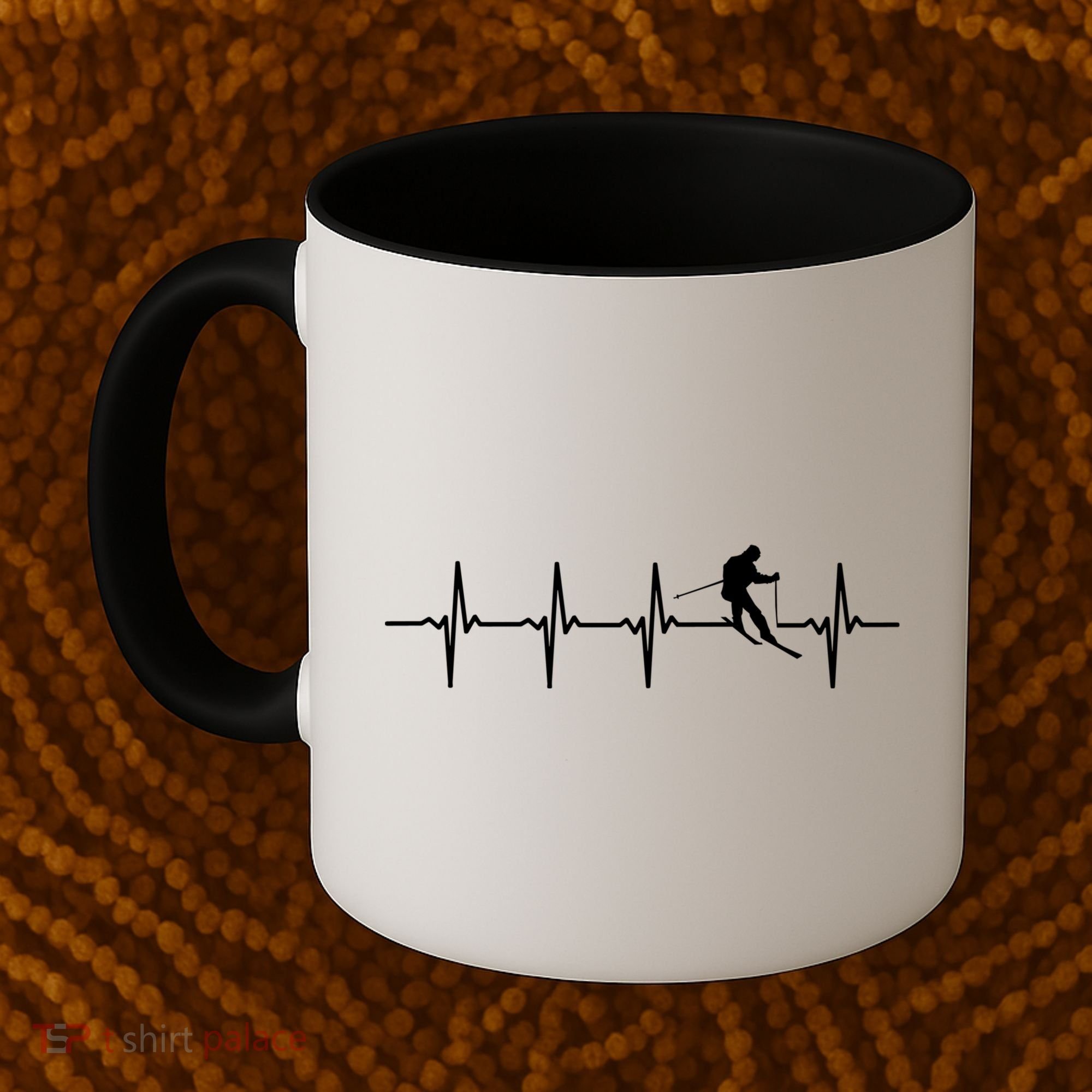 Skiing Gift Ski Heartbeat Gift For Skiers Cool Gift Coffee Mug
