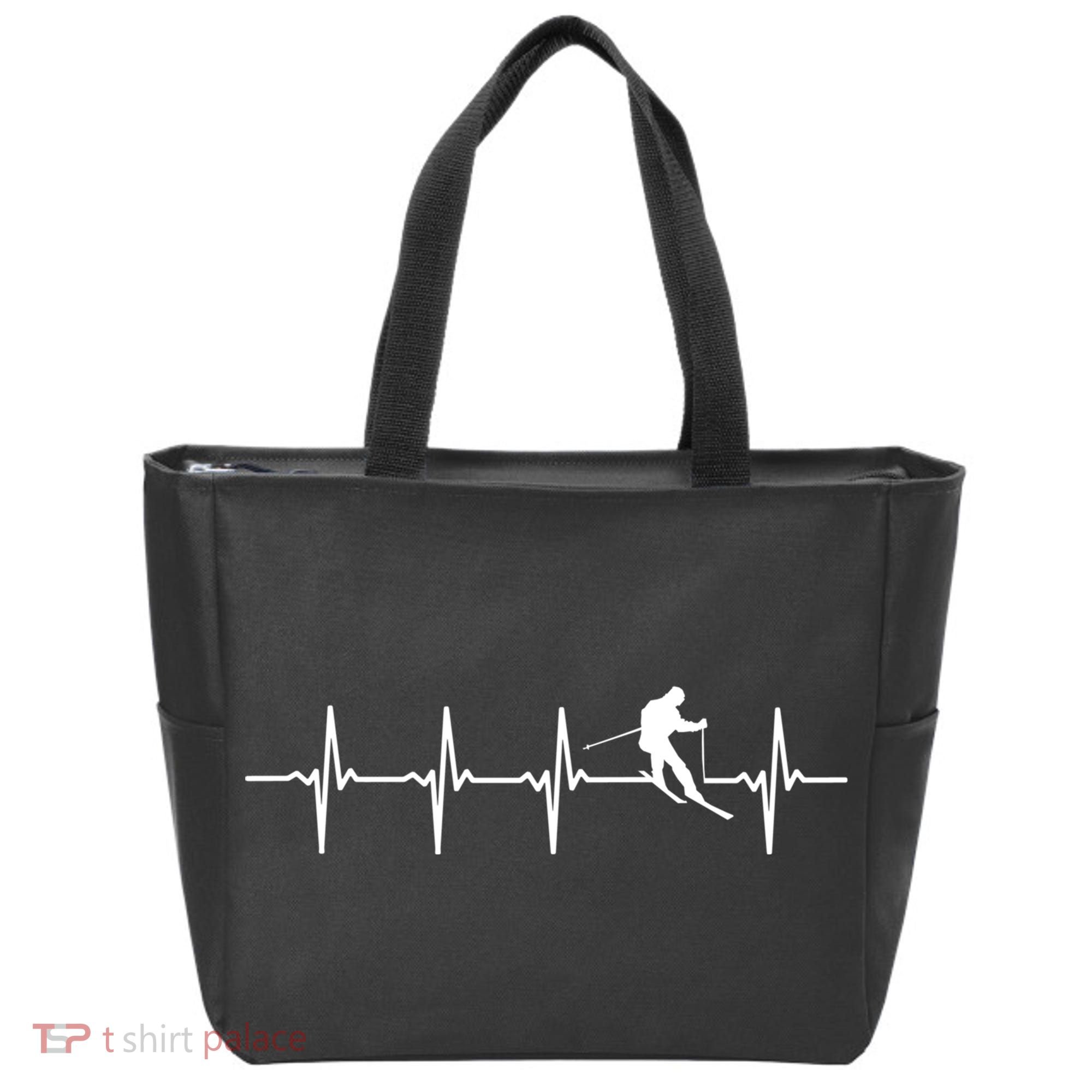 Skiing Gift Ski Heartbeat Gift For Skiers Cool Gift Tote Bag