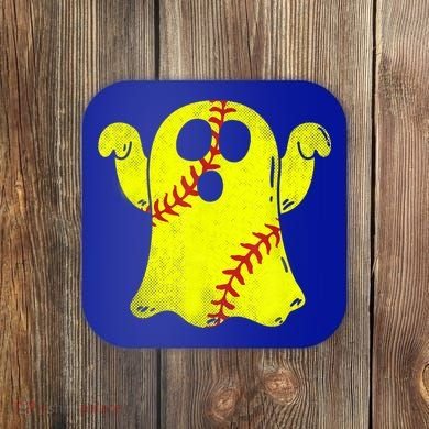 Softball Ghost Softball Lover Halloween Costume Coaster