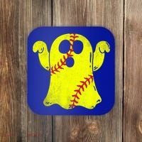 Softball Ghost Softball Lover Halloween Costume Coaster thumb 0
