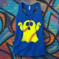 Softball Ghost Softball Lover Halloween Costume Women's Tank Top thumb 3