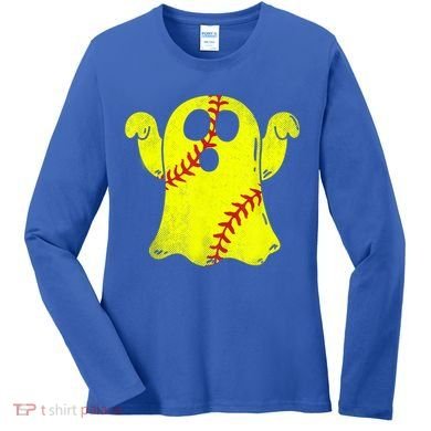 Softball Ghost Softball Lover Halloween Costume Women's Long Sleeve Shirt