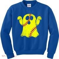 Softball Ghost Softball Lover Halloween Costume Kids Sweatshirt thumb 0