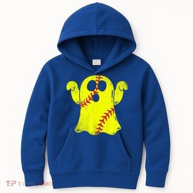 Softball Ghost Softball Lover Halloween Costume Kids Hoodie