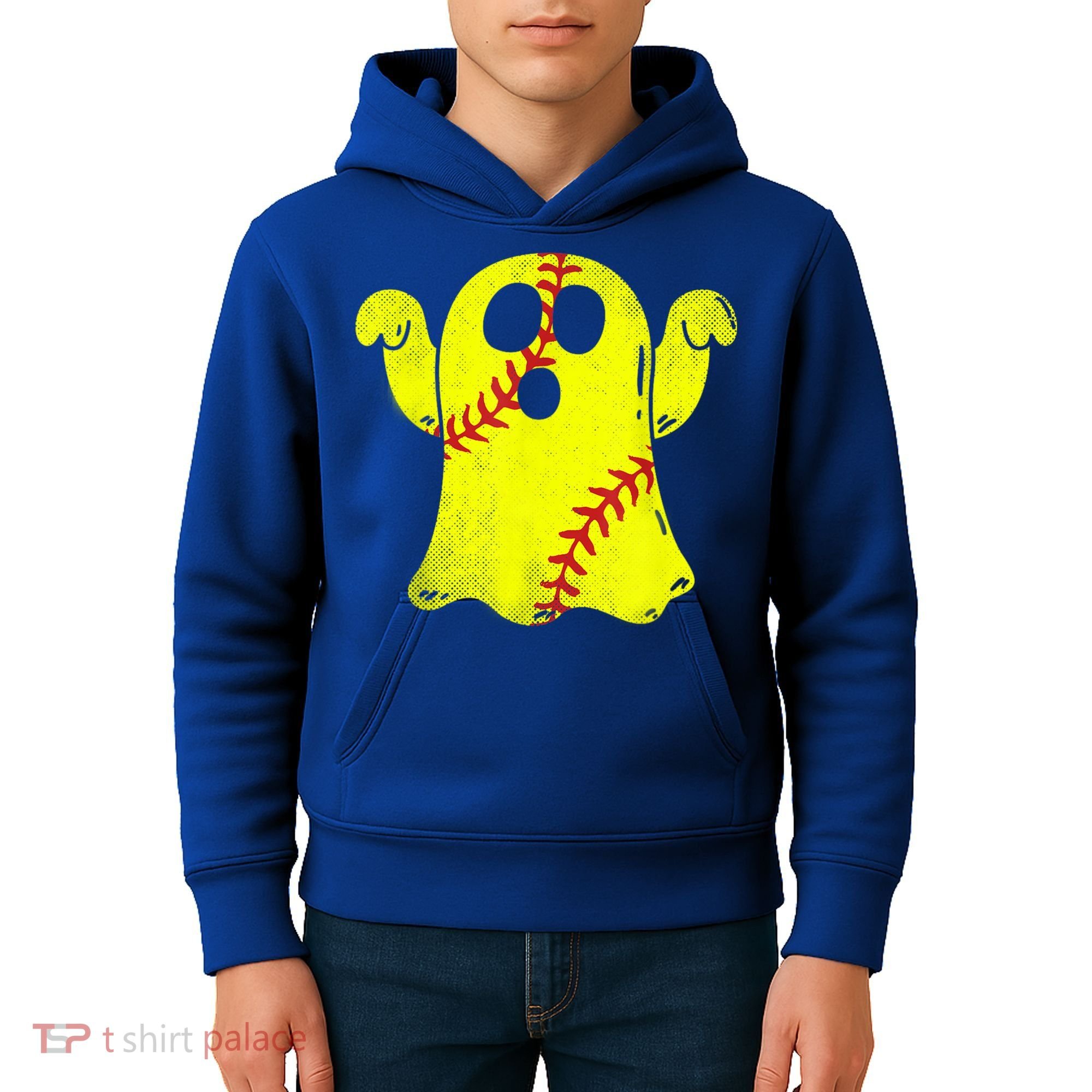 Softball Ghost Softball Lover Halloween Costume Kids Hoodie
