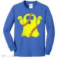 Softball Ghost Softball Lover Halloween Costume Kids Long Sleeve Shirt thumb 0