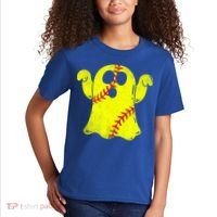Softball Ghost Softball Lover Halloween Costume Kids T-Shirt thumb 2