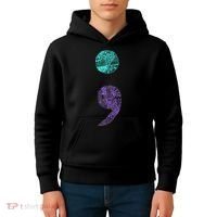 Semicolon Gift Suicide Prevention Awareness Kids Hoodie thumb 4