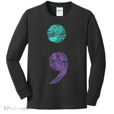 Semicolon Gift Suicide Prevention Awareness Kids Long Sleeve Shirt